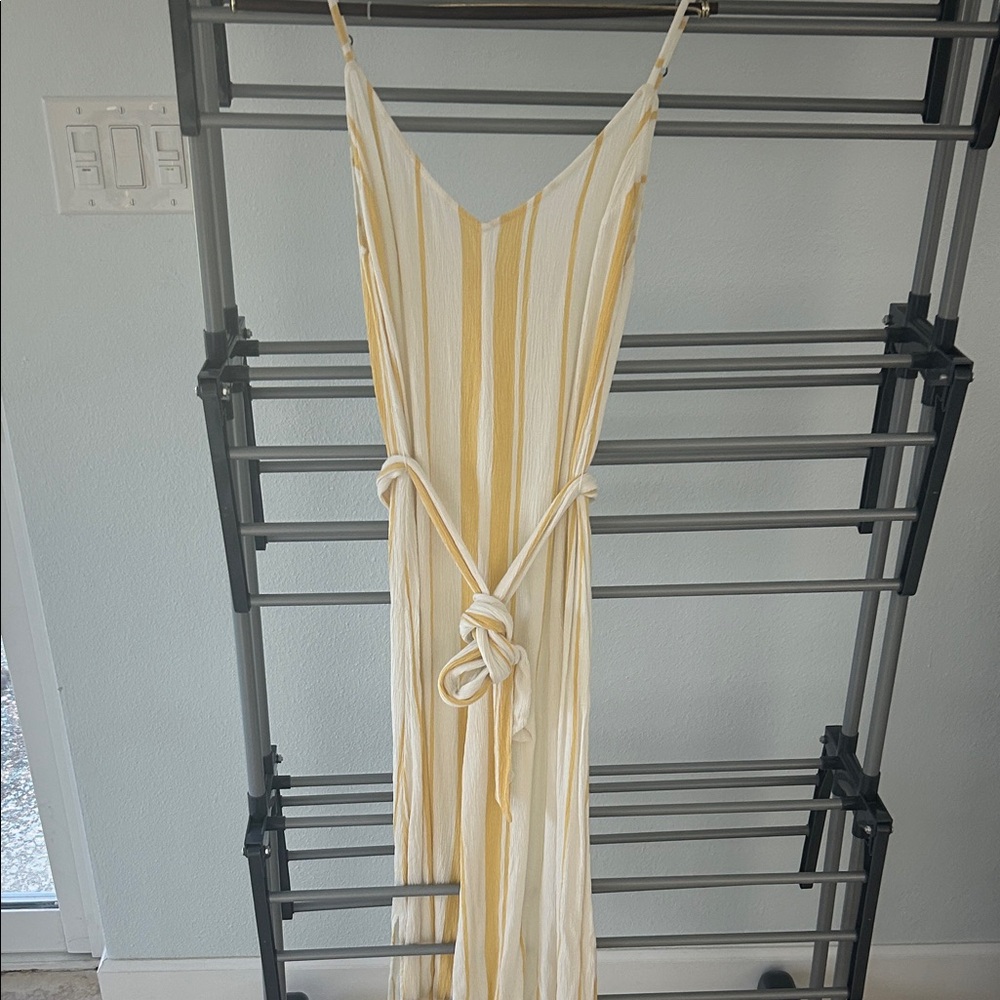 Billabong Yellow and White Striped Swim Coverup